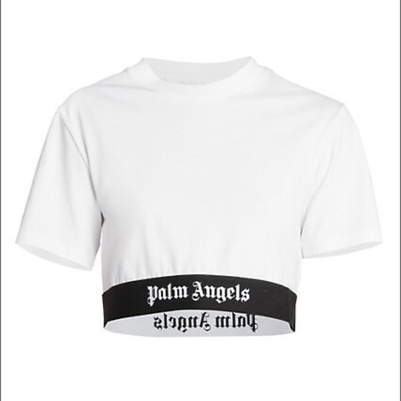 Palm Angels Logo Tape Hem Crop Top